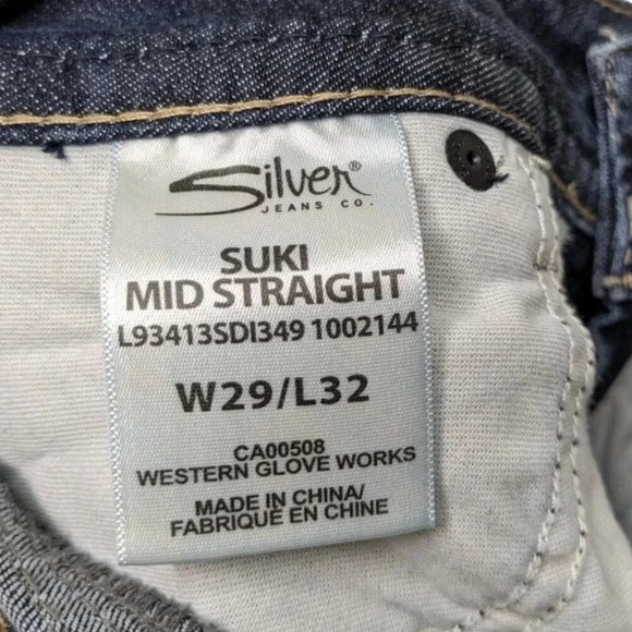 Silver Suki Womens Size W29/L32 Mid Straight Leg Stretchy Jeans Dark Wash - Picture 10 of 15